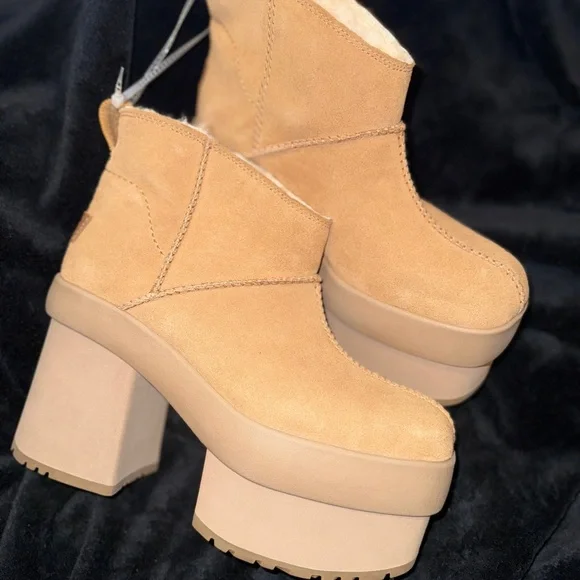 UGG Mini New Heights Platform Boot (Women) Tan Heeled Platform Boots - Picture 12 of 14